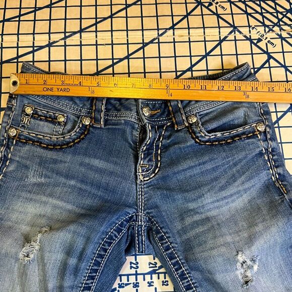 Miss Me Size 27 Skinny Jeans White Stitch Distressed Embellished Bling Y2K - Picture 10 of 11